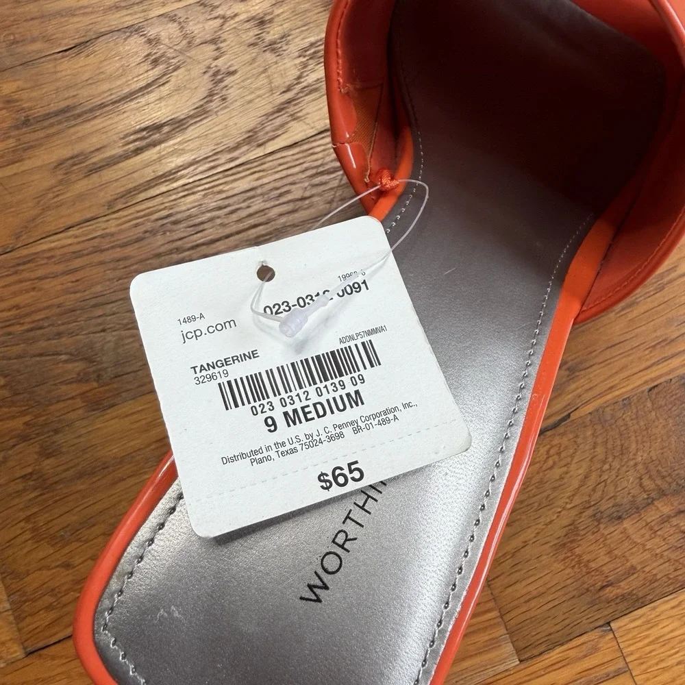 Worthington Platform Wedge Sandal Mules Patent Orange Women's Sz 9 NWT *